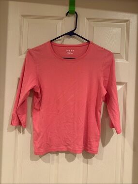 Women's Coral Pink Crewneck 3/4 Sleeve Top